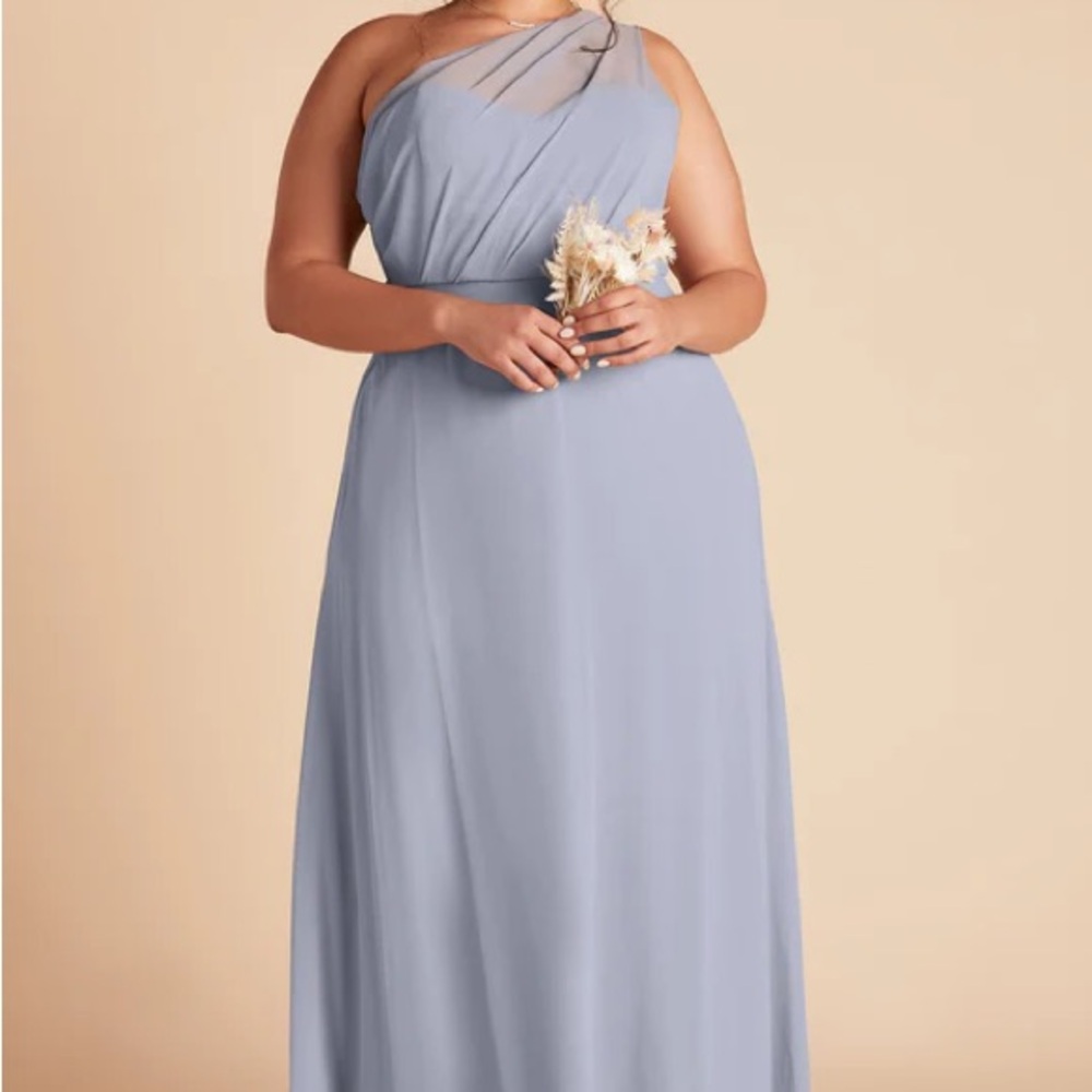 Kira Dress - Elegant One-Shoulder Dusty Blue Dress